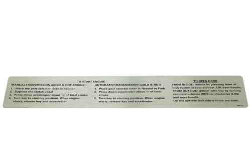 1. Starting Instructions Label Stainless